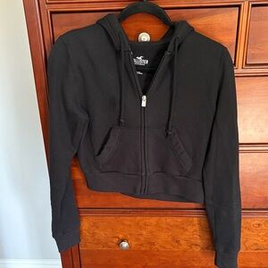 Hollister Jet Black Zip-Up Hoodie